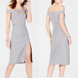 NWT  Plaid Off The Shoulder Sheath Dress